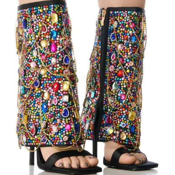 AZALEA WANG " RENAISSANCE " MULTI EMBELLISHED OPEN TOE SANDAL BOOTIE(BRAND NEW!! - Picture 1 of 7